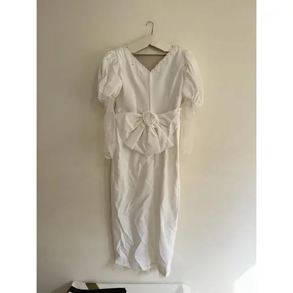 Vintage Wedding Dress Gown Set Veil Cape Headpiece Preserved Keepsake Box - Picture 13 of 16